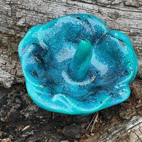 Ring Trinket Holder Turquoise and Black Resin Handmade by Southern Sista - Picture 2 of 3